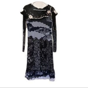 Vintage y2k mesh dress small lace mohair sweater goth vibe black white whimsy